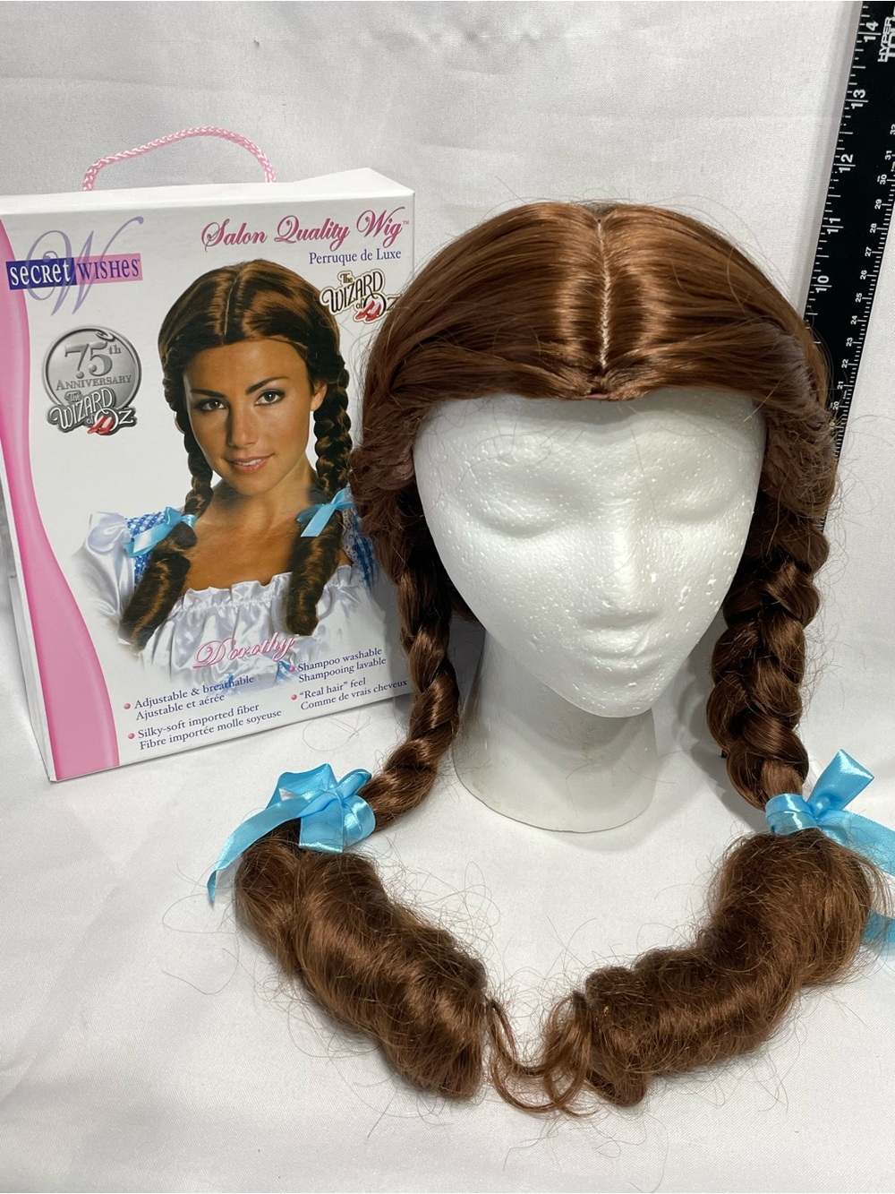 Secret Wishes Salon Quality Dorothy Wig Wizard of Oz Costume Excellent Condition
